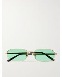 Gucci - Goldfarbene Sonnenbrille mit rechteckigem Rahmen - Lyst