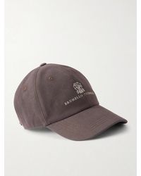 Brunello Cucinelli - Logo-Embroidered Leather-Trimmed Cotton-Twill Baseball Cap - Lyst