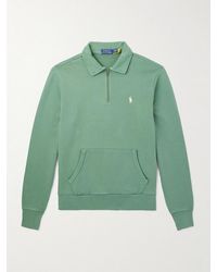 Polo Ralph Lauren - Slim-Fit Logo-Embroidered Cotton-Jersey Half-Zip Sweatshirt - Lyst