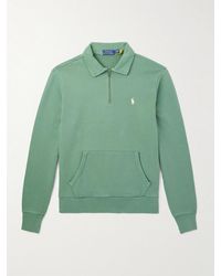 Polo Ralph Lauren - Schmal geschnittenes Sweatshirt aus Baumwoll-Jersey mit kurzem Reißverschluss und Logostickerei - Lyst