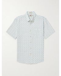 Faherty - Camicia in misto lino stampato con collo button-down Breeze - Lyst