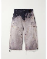 Satoshi Nakamoto - Danny's Straight-Leg Embellished Distressed Denim Shorts - Lyst