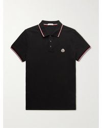 Moncler - Logo-appliquéd Striped Cotton-piqué Polo Shirt - Lyst