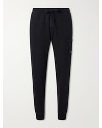 Stone Island - Straight-Leg Garment-Dyed Cotton-Fleece Sweatpants - Lyst
