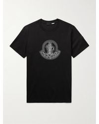 Moncler - T-Shirt aus Baumwoll-Jersey mit Logoapplikation und Print - Lyst