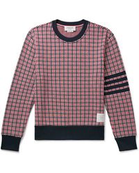 Thom Browne - Logo-appliquéd Checked Striped Jacquard-knit Cotton Sweatshirt - Lyst
