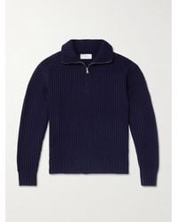 MR P. - Ribbed Wool And Cashmere-Blend Half-Zip Sweater - Lyst