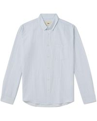 Folk - Button-down Collar Striped Cotton And Linen-blend Shirt - Lyst