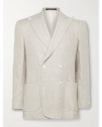 Richard James - Double-breasted Linen-twill Suit Jacket - Lyst