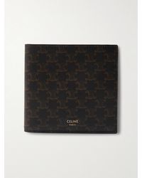 Celine - Triomphe Leather-Trimmed Coated-Canvas Billfold Wallet - Lyst