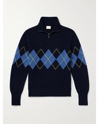 Kingsman - Argylle Jacquard-knit Wool Half-zip Sweater - Lyst