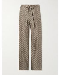 Gucci - Straight-Leg Monogrammed Silk Trousers - Lyst