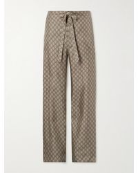 Gucci - Straight-leg Monogrammed Silk Trousers - Lyst