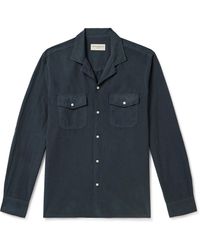 Officine Generale - Eric Camp-collar Garment-dyed Lyocell And Cotton-blend Shirt - Lyst