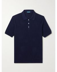 Incotex Slim-fit Textured-cotton Polo Shirt - Blue