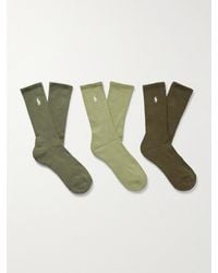 Polo Ralph Lauren - Three-pack Logo-embroidered Ribbed Cotton-blend Socks - Lyst