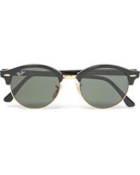Ray-Ban - Clubmaster Round-frame Acetate And Gold-tone Sunglasses - Lyst