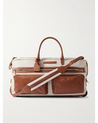 Brunello Cucinelli - Leather-trimmed Canvas Suitcase - Lyst