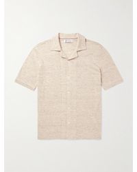 Brunello Cucinelli - Camp-collar Slub Linen And Cotton-blend Shirt - Lyst