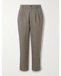 MR P. - Steve Slim-Fit Pleated Organic Cotton And Linen-Blend Twill Trousers - Lyst