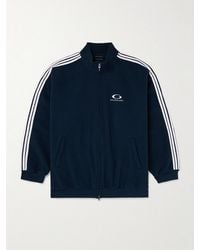 Balenciaga - Logo-Embroidered Striped Fleece Track Jacket - Lyst