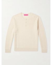 The Elder Statesman - Waffle-knit Cashmere Henley Sweater - Lyst