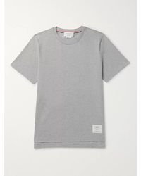 Thom Browne - Grosgrain-Trimmed Mélange Cotton-Jersey T-Shirt - Lyst