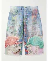 PROLETA-RE-ART - Boro Straight-leg Embroidered Appliquéd Denim Shorts - Lyst