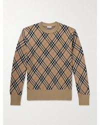 Burberry - Checked Wool-Blend Jacquard Sweater - Lyst
