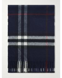 Burberry - Fringed Checked Cashmere Scarf - Lyst