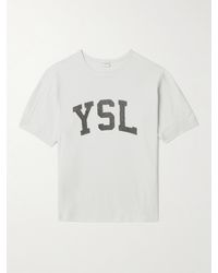 Saint Laurent - T-shirt in jersey di cotone con logo stampato - Lyst