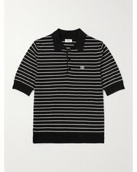 Celine - Slim-Fit Logo-Embroidered Striped Cotton Polo Shirt - Lyst