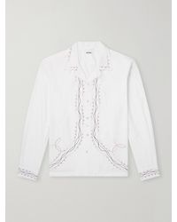 Bode - Camp-Collar Embroidered Cotton-Poplin Shirt - Lyst