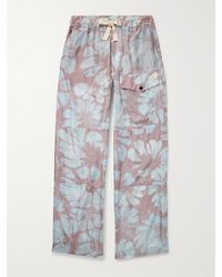 Dries Van Noten - Pannoch Wide-Leg Floral-Print Silk-Satin Drawstring Cargo Trousers - Lyst