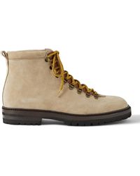 Manolo Blahnik - Calaurio Leather-trimmed Suede Hiking Boots - Lyst