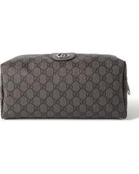 Gucci - Ophidia GG Leather-trimmed Monogrammed Supreme Coated-canvas Wash Bag - Lyst
