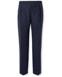 Drake's - Straight-leg Pleated Wool Suit Trousers - Lyst