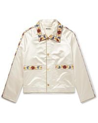 Bode - Candyfloss Embroidered Voile-Trimmed Satin Track Jacket - Lyst