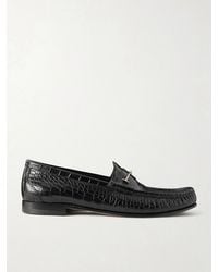 Tom Ford - Oscar T-Embellished Croc-Embossed Leather Loafers - Lyst