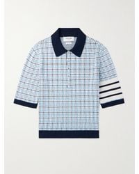 Thom Browne - Jacquard-knit Silk And Cotton-blend Polo Shirt - Lyst