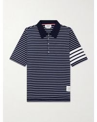 Thom Browne - Striped Logo-Appliqué Cotton-Blend Terry Polo Shirt - Lyst
