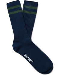 Beams Plus - Schoolboy Striped Ribbed Cotton-blend Socks - Lyst