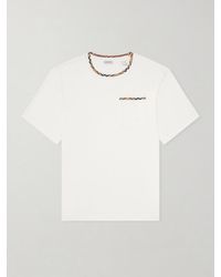 Burberry - Logo-Embroidered Checked Cotton-Jersey T-Shirt - Lyst