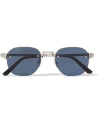 Cartier - Santos De Cartier Rimless Oval-frame Silver-tone Sunglasses - Lyst