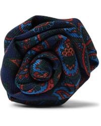 Charvet Paisley-print Silk-faille Flower Lapel Pin - Blue