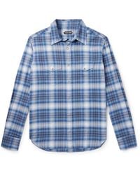 Tom Ford - Slim-fit Checked Cotton-poplin Shirt - Lyst