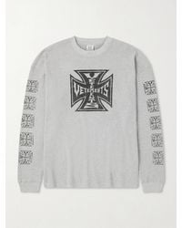 Vetements - Printed Waffle-knit Cotton Sweater - Lyst
