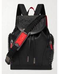 Christian Louboutin - Explorafunk Spiked Rubber-trimmed Full-grain Leather Backpack - Lyst