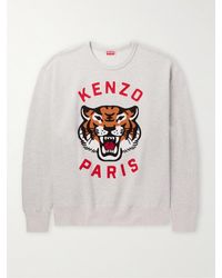 KENZO - Sweatshirt aus Baumwoll-Jersey mit Logoapplikation - Lyst