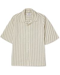 NN07 - Ole 1652 Camp-collar Striped Cotton-blend Shirt - Lyst